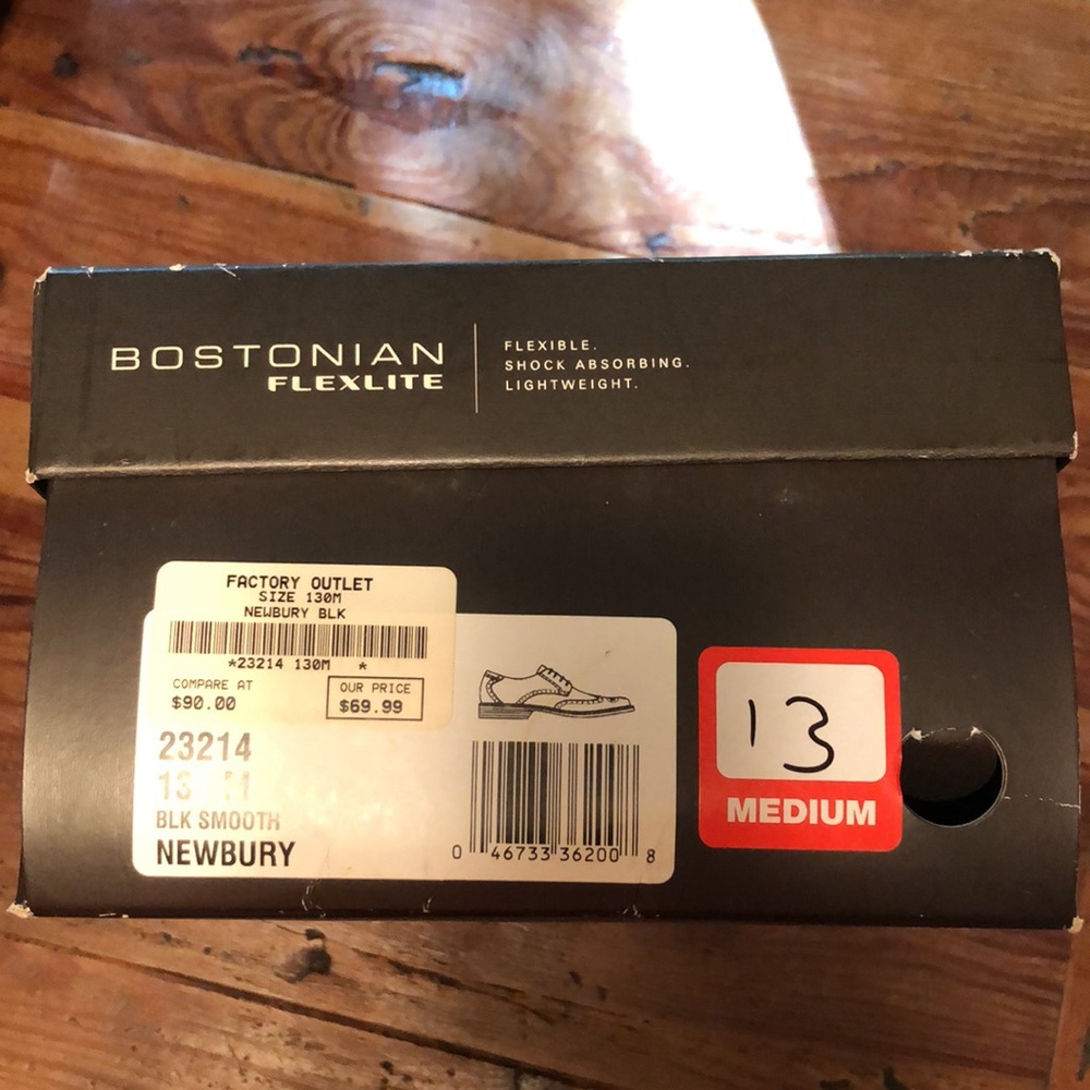 Bostonian men’s dress shoes NEWBURYPORT size 13M Black wing tips - Picture 4 of 4